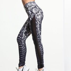 Michi Snakeskin and Mesh Leggings, Small